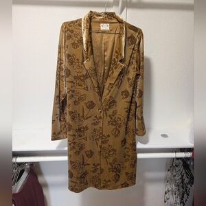 JOYFOLIE Mia Joy Viktoria Velvet Coat in Ochre Floral